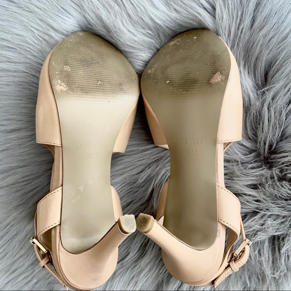 Nine West Leather Peep Toe Ankle Strap Heels - Picture 7 of 9